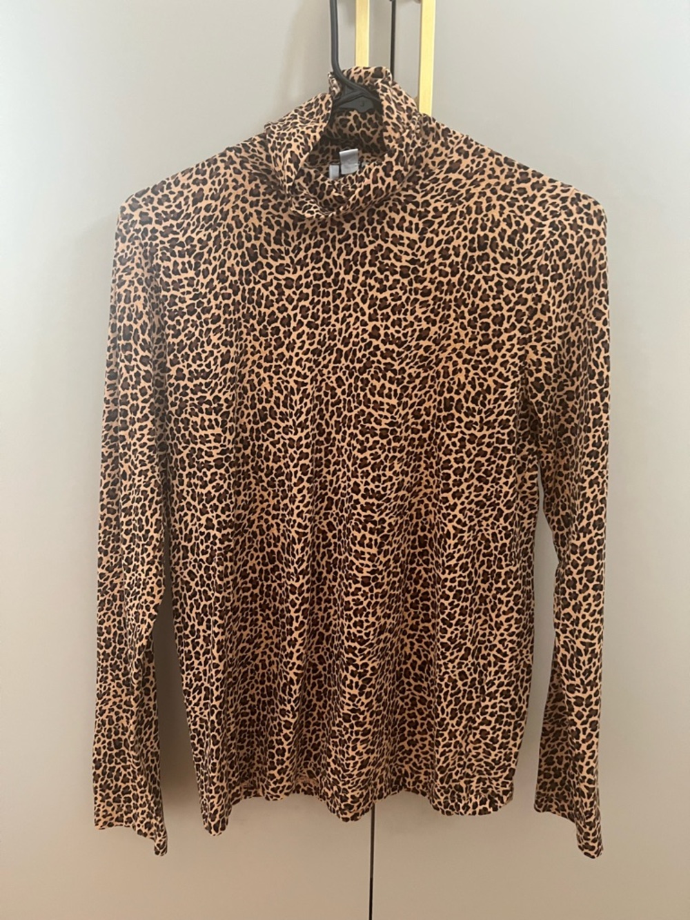 J. Crew Leopard Print Long Sleeve Turtleneck - Tan & Black